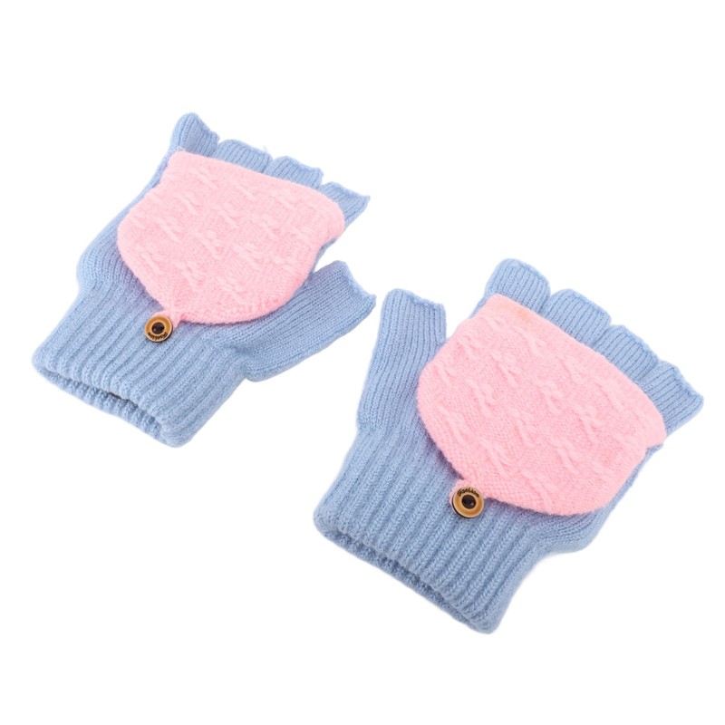 1 Pair Winter Knitted Fingerless Gloves Double Sided Heating USB