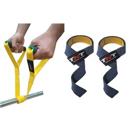COMBO T-BAR Row (YELLOW) Portable Power Gym Core Blaster Landmine Grappler T Bar Row Fits Bar Types Standard Olympic Fitting & VINTAGE' Original TNT PrecisionXFormula- Weight Lifting Straps Pro