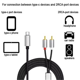 ENJOY-UNIQUE USB C auf Klinke Kabel USB Typ C Klinkenstecker auf 2 x Cinch-Stecker Stereo Audio Auxiliary Adapter für TV, PC, Tablet, Verstärker HiFi, MP3-Player, DJ Lautsprecher, Heimkino, 2m