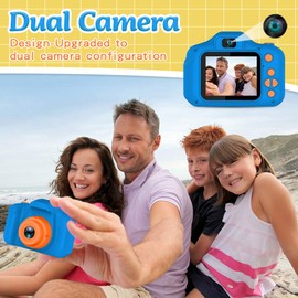 Yoophane Upgrade Kids Selfie Camera, regalo de cumpleaños para niños de 3 a 8 años, cámaras digitales duales juguetes para niños de 3, 4, 5, 6, 7, 8 años, con tarjeta SD de 32 GB (azul)