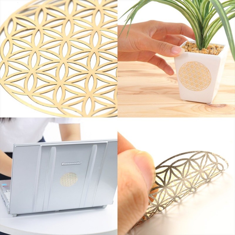 Premium Flower Of Life Metal Stickers Metal Silver Original