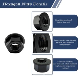 RISON Titanium Nut Titanium Flange Nut M10x1.5mm Titanium Sprocket Nut Black 6AL4V Titanium Flange Nut for Motorcycle 5PCS