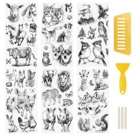 WANDIC 6 Sheets Rub On Transfer Sticker, Black Theme Flower Sticker Waterproof Furniture Stickers Decal for DIY Scrapbooking Photo Albums Furniture, 15 * 30cm