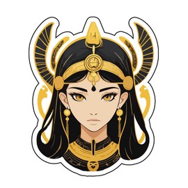 Egyptian Anime Style Vinyl Die-Cut Decal Sticker, 5" Gold and Black Design,Auto, Wall, Laptop, Cell, Truck Sticker for Windows, Cars, Trucks, Or Any Smooth Surface