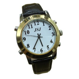 Automic Unisex Alarm English Talking Wrist Watch for The Blind and Low Vision, with Leather Strap