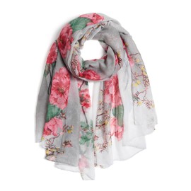 QIUTIMIY Lightweight Scarves Floral Cotton Scarf for Women Fashion Shawl Wraps Thin Fall Winter Neck Scarves(Flower Scarf 19)
