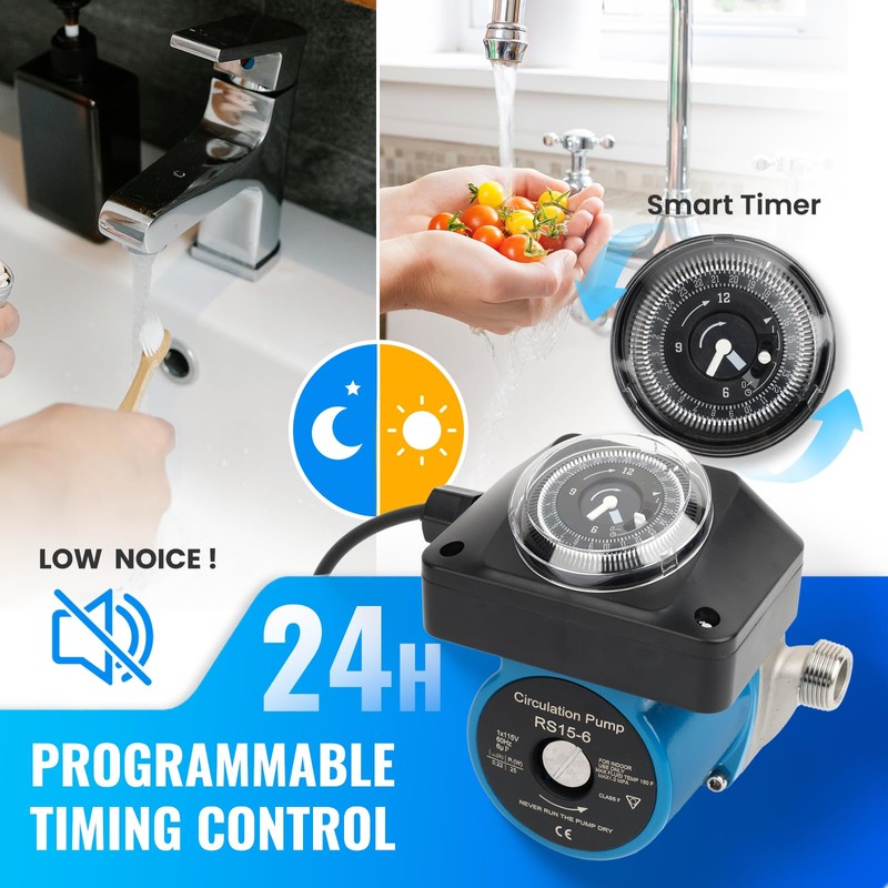 Uiyofok 595916 Hot Water Recirculating Pump Recirculation System 25 Watts,Programmable