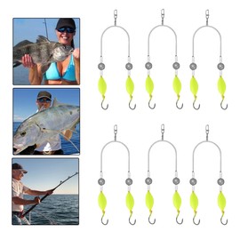 6 Pack Double Hook Set with Anti-Tangle and Inverted Ground Rig for Jigging, Drifting, Freshwater and Saltwater Casting - Fishing Hooks, Double Hook Fishing, Fishing Accessories