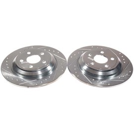 POWERSTOP Rear Pair of Drilled and Slotted Brake Rotors For Ford Bronco Sport 2023, Ford Maverick 2022-2024 [Vehicle Specific]