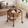 Ablefurn 26.77” Small Coffee Table, Round Fluted Lift Top Coffee