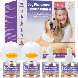 Feromonas para Perros,Difusor Calmante para Perros Difusor, Gato Perros ArañAzos Soluciona Cambios Marcaje Orina, Reduce los Ladridos (2 Tapón + 4 Recambios)