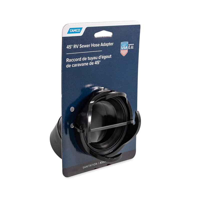 Camco 39403 45 Degree Hose Adapter Sewer Fitting,Black,3 Inch