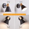 ClanKin Wall Sconces Lighting for Bedroom, Black Adjustable Wood Style