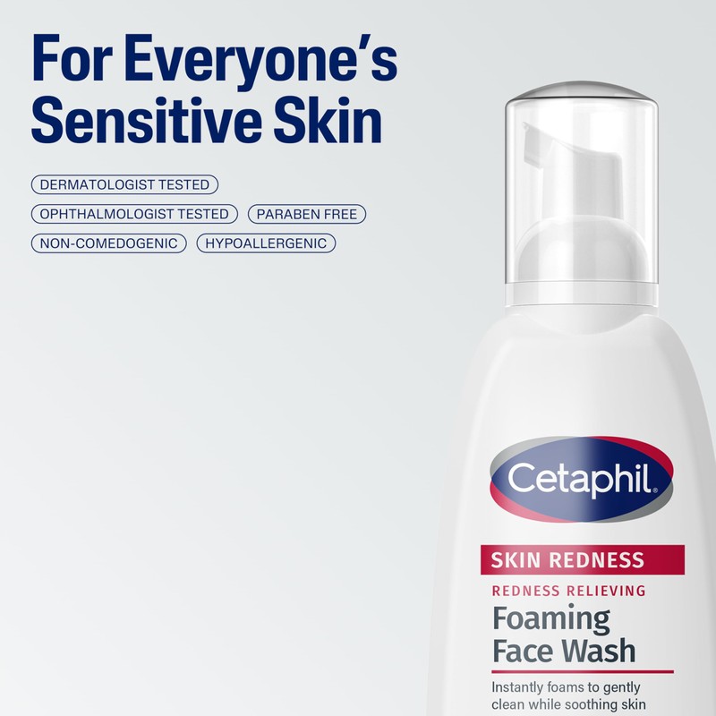 Cetaphil Redness Relieving Foaming Face Wash For Sensitive Skin, 8