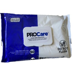 PROCARE LARGE ADULT WASHCLOTHS, TWO (2) PACKS of 50 EACH, NEW in PKG + FREE SHIP