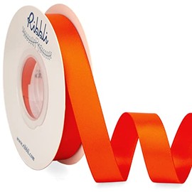 Ribbli Torrid Orange Satin Ribbon 5/8 inch x Continuous 25 Yards,Double Faced Satin Use for Craft, Gift Wrapping, Christmas Ornaments, Hair Bows, Bouquet Bows