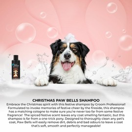 GROOM PROFESSIONAL Paw Bells Dog Shampoo - Deep Cleansing Dog Shampoo for Smelly Dogs - Cleans and Removes Odours - Leaves Coat Soft and Manageable - Festive Memories Scent, 4 Litre