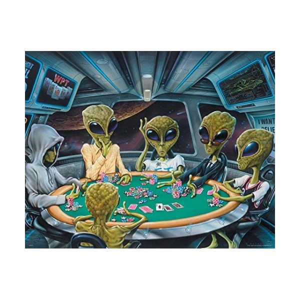 Apple Creek Area 51 Poker UFO Aliens Playing Poker Poster Art Print 11 x 14 Texas Hold'em Game Room Wall Decor