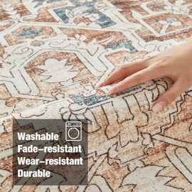 Triohero Bohemian Entryway Floor Mat 2x3ft Low-Pile - Non-Skid Washable Indoor Carpet for Kitchen, Laundry, Entry - Fade & Stain Resistant Accent Rug