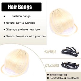 Spiferpo Clip-in Hair Fake Bangs Extensions,with Invisible Clips Airy French and Air Bangs Thin Hair with Temple Coverage for Women Curved Bangs Easy to Style Seamless Blend Natural for Daily Wear