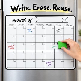 A3 Magnetic Dry Erase Calendar for Weekly & Monthly Planning – Reusable Fridge Whiteboard for Home and Kitchen Organization