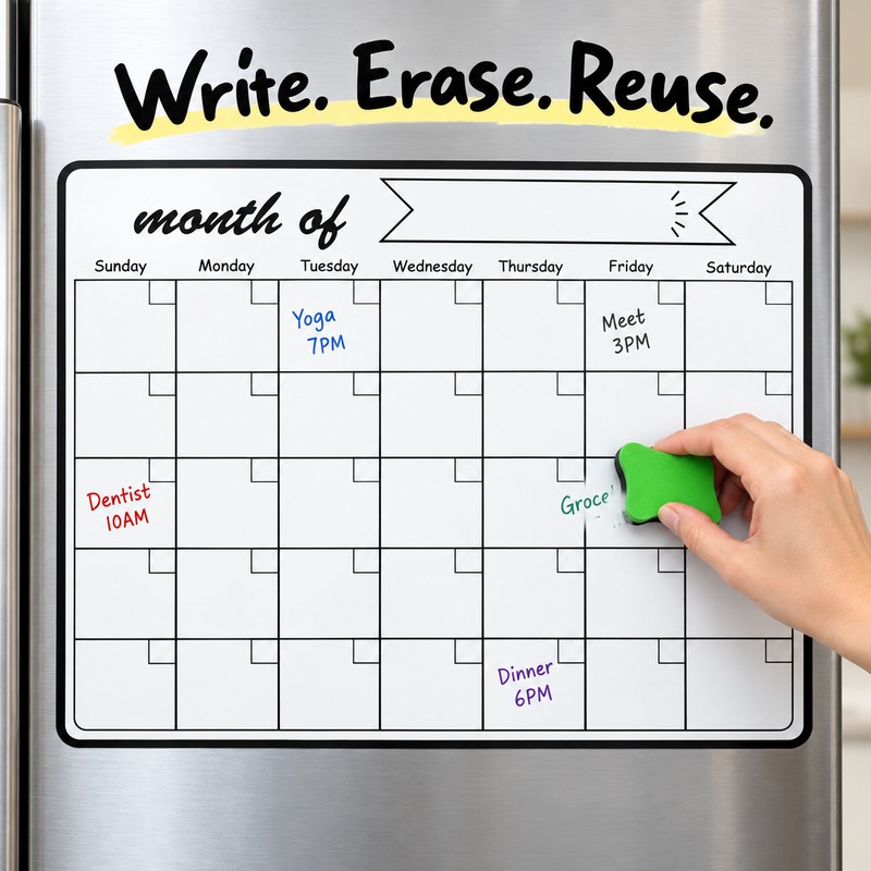 A3 Magnetic Dry Erase Calendar for Weekly & Monthly Planning