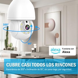 E T EASYTAO | 2PCS Q17 Foco con Camara de Seguridad WiFi, 2MP Camara de Foco 360°, iCSee O Tris Home App, Base E27, Visión Nocturna, Audio Bidireccional, Detección de Movimiento, Compatible con Alexa