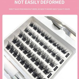 Lash Clusters, DIY Eyelashes Extensions 45Pcs Clusters Lashes with Glue Natural Look Wispy Fluffy Lash Extension Kit Reusable False Eyelashes Individual Lashes Mix 10-16mm C CC D Curl DIY at Home- Makeup Cosmetic Eyelash Extensions Eyelash Extension