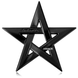 HINSCR Star Car Emblem Pentacle Metal Badge Decal Pentagram Black Metal Astrological Symbol Satanic Pentagram Car Decal(Black)