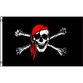 Jolly Roger Pirate Red Hat 4'x6' Polyester Flag