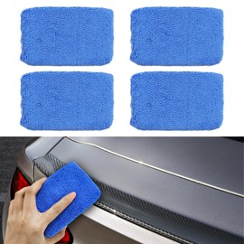 Wevdn 4PCS Microfiber Applicator Pad, Premium Grade Microfiber Rectangle Detailing Applicator Wax Sponge, Versatile Sponge Cleaning Pads for Auto Detail Polishing, Car Accessories