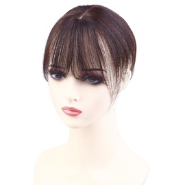 HIYE Partial Wig, Bangs, 100% Human Hair, Women's, Medical Use, Point Wig, Wig, Hairpiece, Top-specific Wig, Ladies, Real Scalp Net, White Hair, Thinning Hair Cover, Short, With Bangs (Dark Brown)