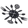 Black Kitchen Wall Clock Removable Modern Cutlery Kitchen Spoon Fork