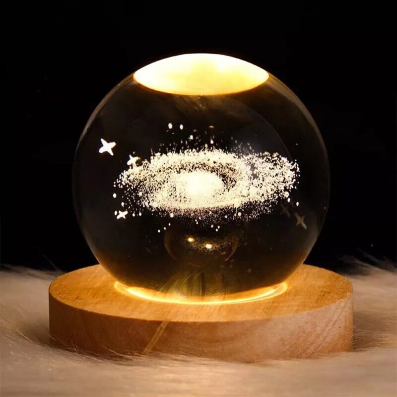 Abigale Lampara De Noche Led 3d Galaxia Bola Cristal Luz