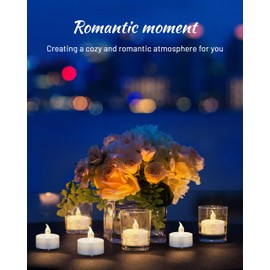 Tappovaly Battery Operated LED Tea Lights:24 Pack Flameless Votive Candles Lamp Realistic and Bright Flickering Long Lasting 200Hours for Wedding Holiday Party Home Decoration (Warm White)