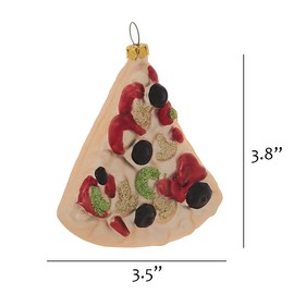 Pizza Slice Christmas Ornament Tree Decorations, Glass Food Foodie Hanging Decor by Christmas Market Ornaments - Pizza Lovers Holiday Décor