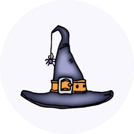 24 x 40mm Round 'Witch's Hat' Stickers (SK00016007)