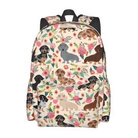 Zisqerts Schnauzer Dog Flower Backpack 16 Inches Lightweight Travel Laptop Backpack