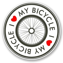 2 x 10cm/100mm I Love My Bicycle Vinyl Sticker Decal Laptop Travel Luggage Car Bike Sign Fun #5457