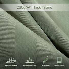 PANGSINNE Green Stall Shower Curtain Stripes Woven Fabric, Luxury Waterproof Shower Curtains, 230GSM Heavy Duty Camper Shower Curtain for Travel Trailers with 6 Metal Hooks, 36Wx72H Sage Green