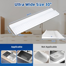 4"X30" Extra Long Sink Edge Protectors for Kitchen Single and Double Sink,Kitchen Sinks Splash Guard Can be Cut and Diy,Silicone Edge Protector Sinks With 5° Tilt (WHITE, 30IN)