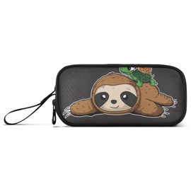 ISAOA Big Capacity Pencil Cases Funny Sloth with Turtle Cartoon Pouch Bag Large Pen Bag Stationery Bag for Girls Boys Adults Student