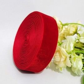 Qingxii Decorr Wedding Christmas Valentin's Day Gift Box DIY Craft Decor Velvet Ribbon (Red, 1''x2Yards)