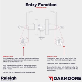 OAKMOORE Commercial Entry Door Handle | Grade 2 Ultra Heavy Duty Lockset with Keys | Offices, Stores, Industrial | UL CUL & ADA | Satin Nickel | ANSI A156.2 | Durable Knob for High-Traffic Areas