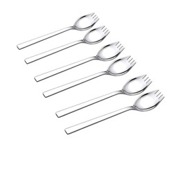 6-pack 1 1/2 Inch Wide 18/10 Stainless Steel 8 1/4 Inch Long Handle Spork - 2 In 1 spoon and fork,Spaghetti Salad Forks Dessert Flatware set for Everyday Use Dinner Spoons