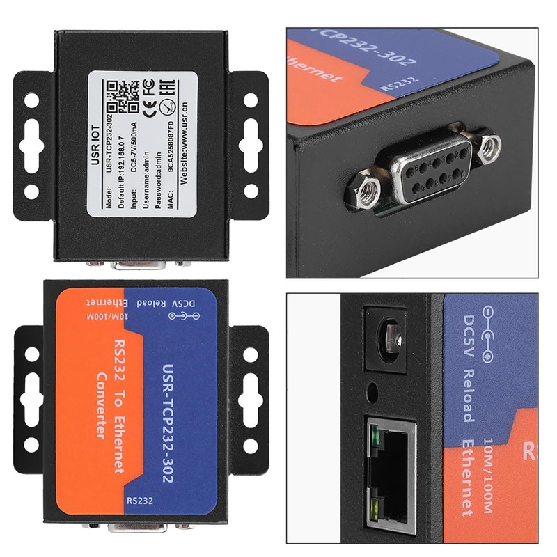 EBTOOLS Mini Servidor Serie, Convertidor RS232 a Ethernet TCP/IP con