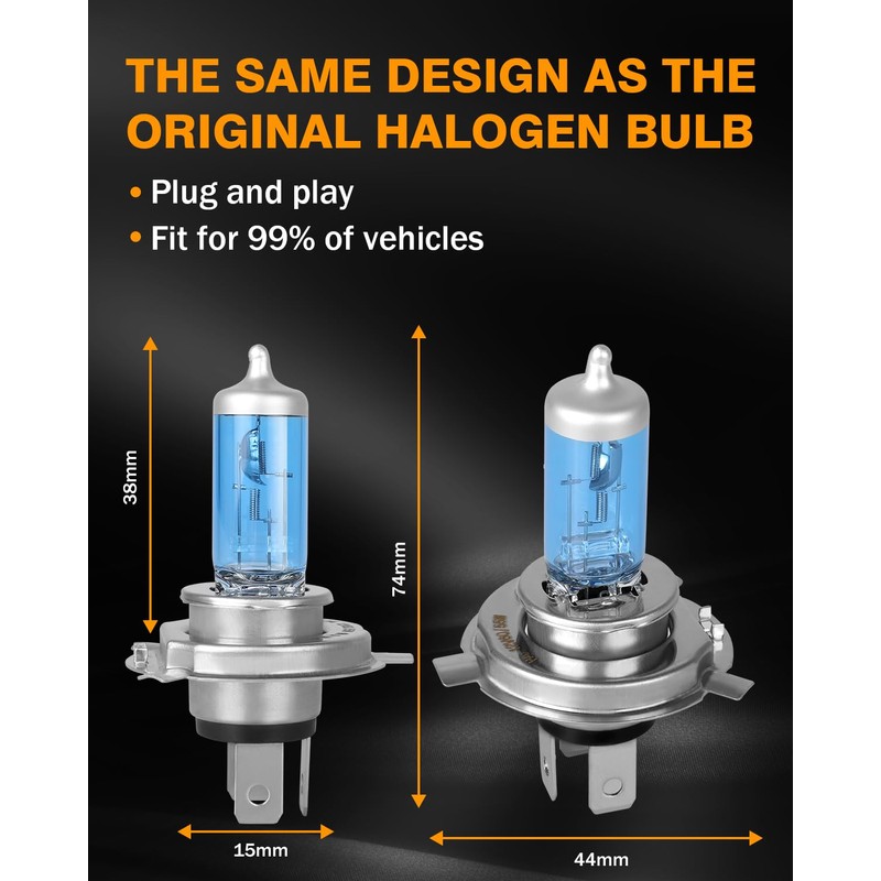 NSDXCT A Pair H4 High Performance Headlight Bulbs Fit For