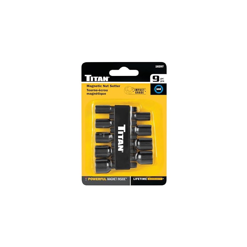 Titan 16297 9-Piece Metric Magnetic Nut Driver Set, Nut Setter