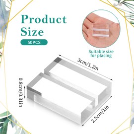 HaiFafafaing 50 Pcs Acrylic Place Card Holder, 1.2" Clear Small Acrylic Sign Holders Wedding, Table Numbers Name Display Stands, Thanksgiving Place Cards Holders, for Photos Office Menu Meeting