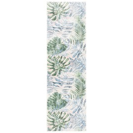 SAFAVIEH Lillian Collection Runner Rug - 2'2" x 7', Green & Blue, Tropical Design, Non-Shedding & Easy Care, Ideal for High Traffic Areas in Living Room, Bedroom (LLN382Y)